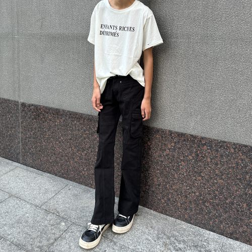 美式工装风黑色直筒牛仔裤男