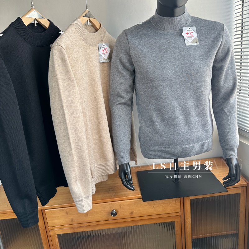 时尚休闲百搭半高领加绒针织衫