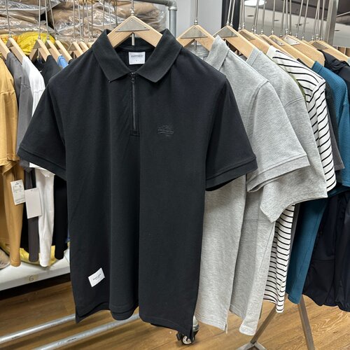 夏季男珠地全棉透气半拉链Polo衫