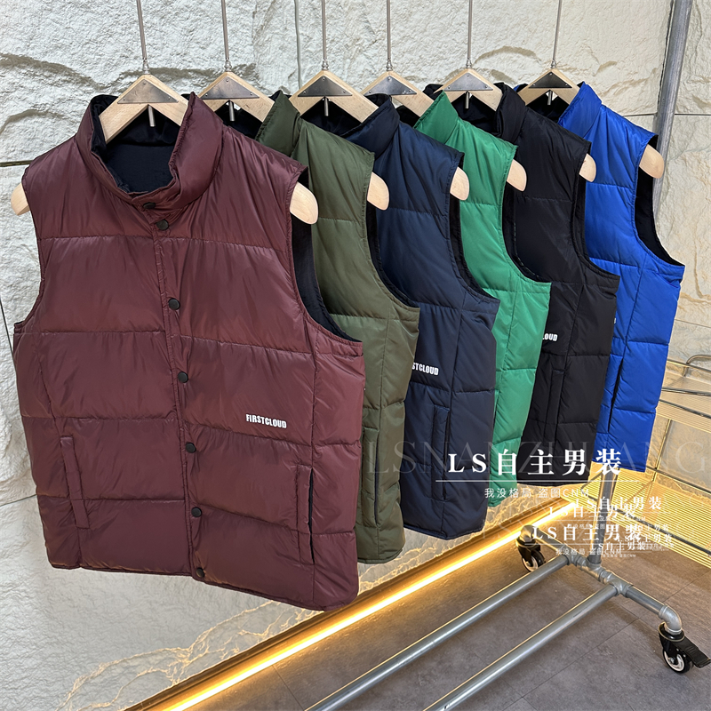 断码捡漏~仅68包~日系90鸭绒宽松潮流立领双面穿羽绒背马甲男秋冬