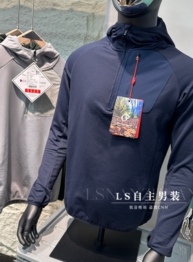 清货~DL H00dy系列 科技方格暖绒 3D立裁男士半拉链连帽抓绒卫衣