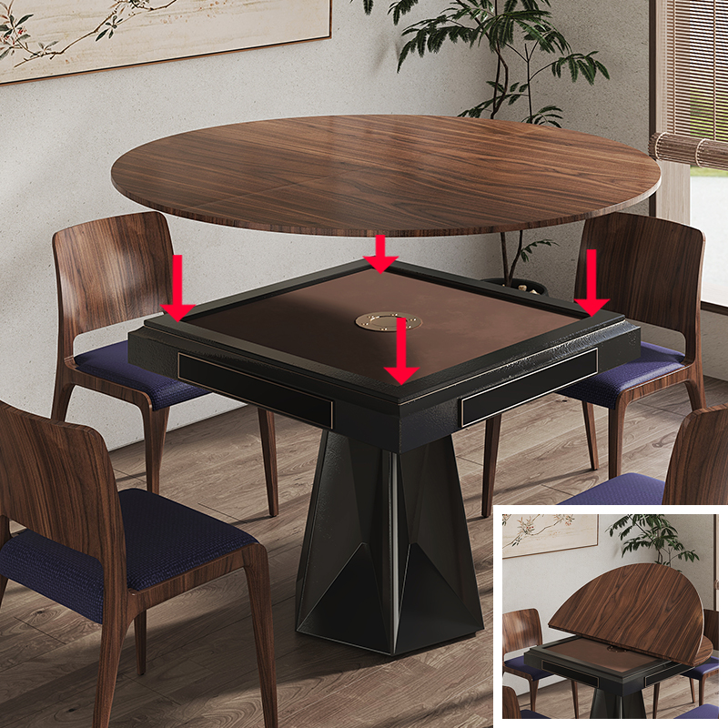自动麻将机桌面板正方形圆形餐桌家用可折叠仿大理石桌面盖板通用