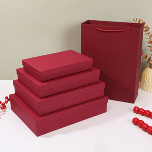 酒红简约礼盒空盒高级感生日盒子喜庆礼物盒睡衣毛衣包装盒礼品盒