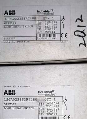 议价ABB隔离开关OT125E3  数量1只，单价300元/只