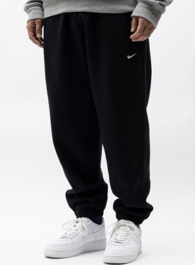 NikeLAB Solo复古刺绣重磅秋冬加绒直筒收脚运动休闲长裤 DX1365