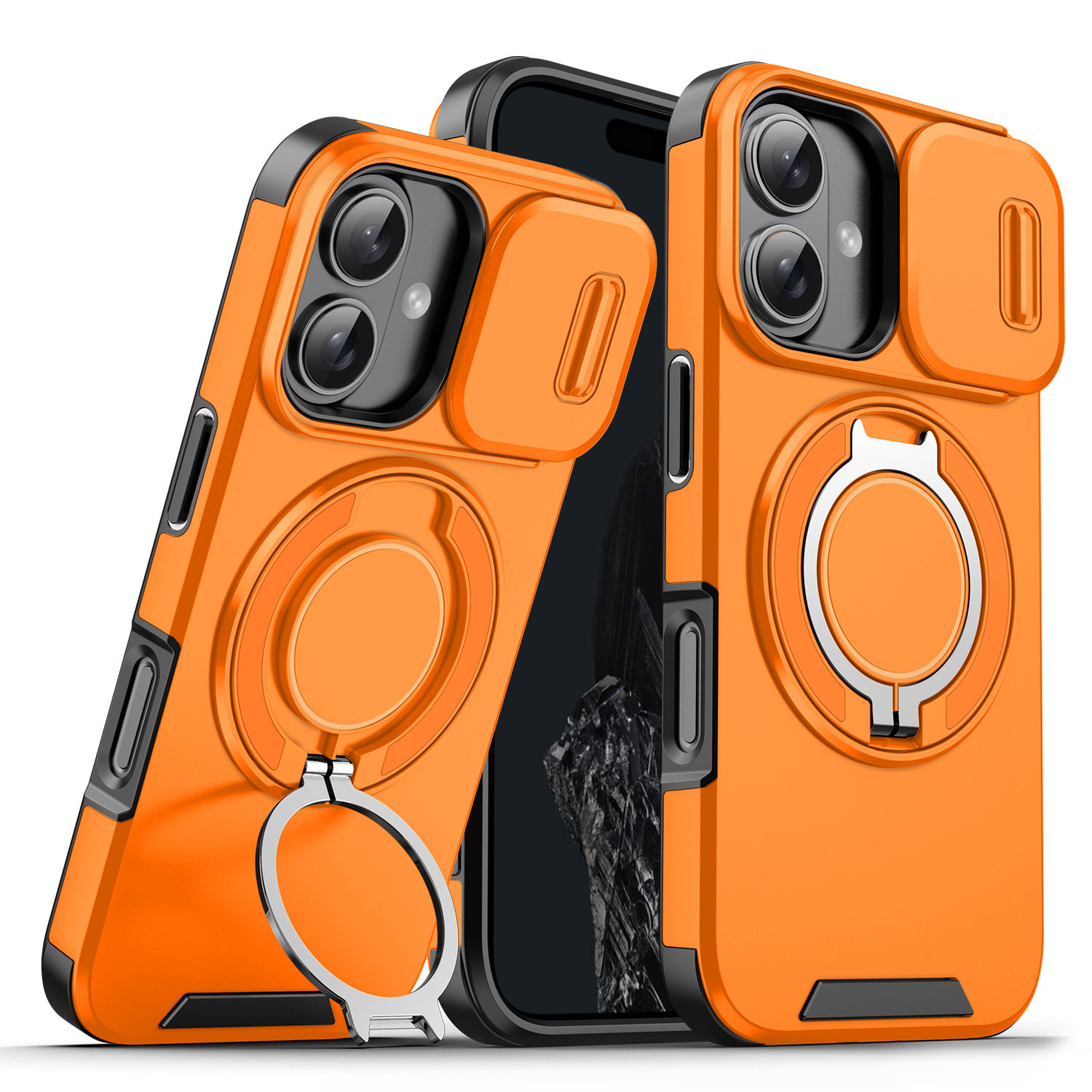 适用苹果iphone17手机壳16Promax外壳15Pro标准基础版i14简约中性13全包保护两个摄像头壳可打开翻盖推拉遮挡
