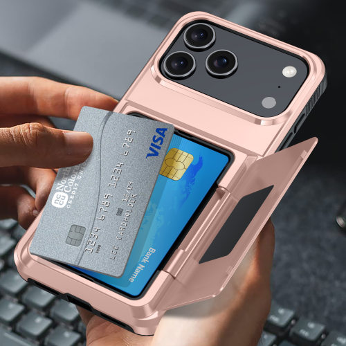 适用iPhone16苹果17Promax手机壳15pm能装放卡夹11pro带插卡包14公交卡套13信用卡房卡槽plus外壳多张12粉色