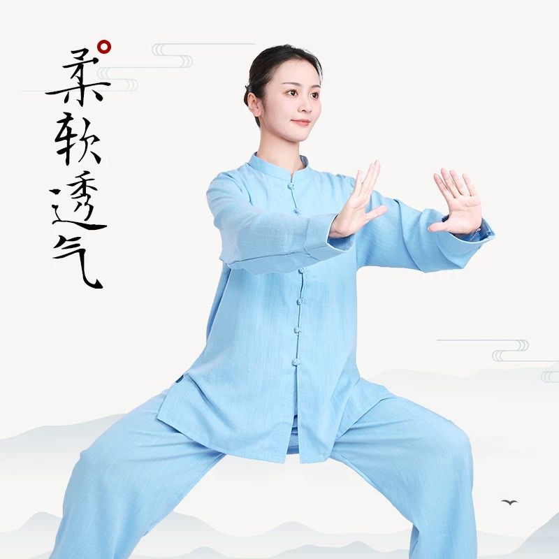 太极服女装2022夏天新款高端棉麻亚麻太极拳练功服男中国风春夏季