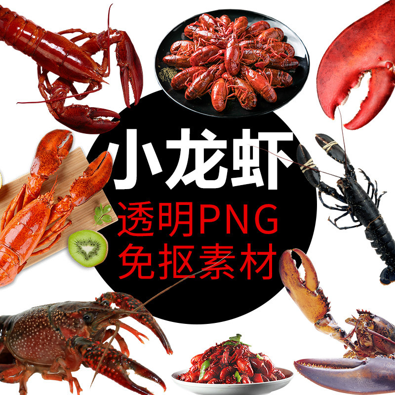 龙虾 小龙虾 虾肉 png格式素材免抠图照片卡通高清透明底元素设计