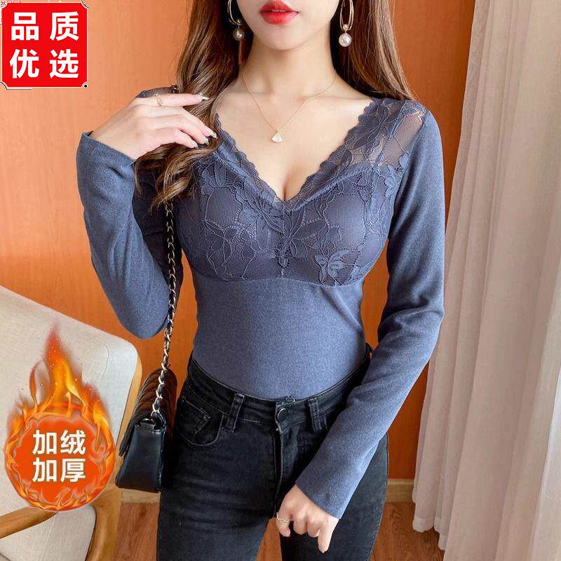 保暖内衣女加绒加厚蕾丝