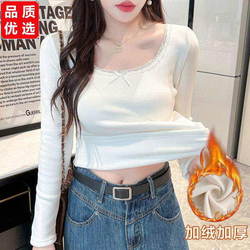 带胸垫保暖内衣加厚蕾丝