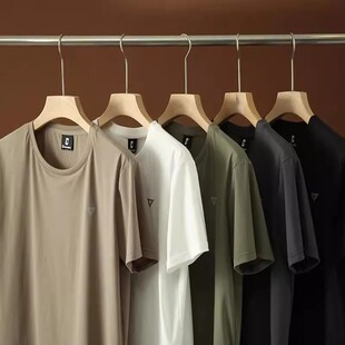 高品质！水波纹肌理凉感四面弹山系运动户外男士圆领短袖速干T恤