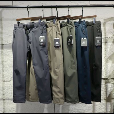 俄单冬季加绒加厚耐磨防撕裂户外登山滑雪防风防水直筒软壳冲锋裤