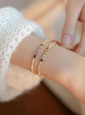 黄水晶手链女极细转运珠手串