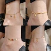 夏天钛钢不掉色脚链2025新款 潮小众设计镀18K金高级感足链脚环女
