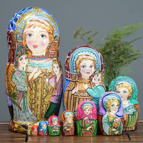 俄罗斯特色工艺品套娃烤漆10层木头哈尔滨手工绘画送朋友高档礼物