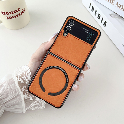 适用于三星zflip4手机壳超薄肤感Galaxy Z flip3折叠无线充电保护壳强磁吸附全包防摔简约男女款