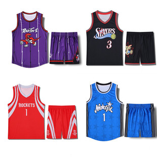 儿童篮球服套装艾弗森76人魔术麦迪1火箭麦蒂速干3号数码水印球衣