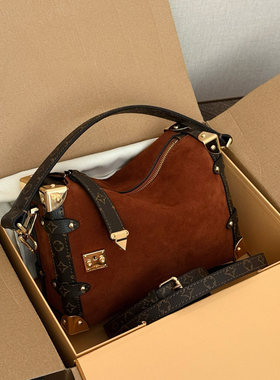 包包女式2025新款麂皮绒盒子包高级感百搭手提小方包化妆包印花包