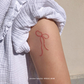 AnOther Tattoo红色极简线条蝴蝶结女手臂纹身贴买一送一防水
