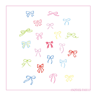 AnOther Tattoo彩色蜡笔风迷你蝴蝶结纹身贴组合买一送一防水