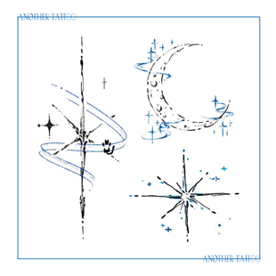 AnOther Tattoo彩色ins风双子幸运星月亮手臂纹身贴买一送一防水