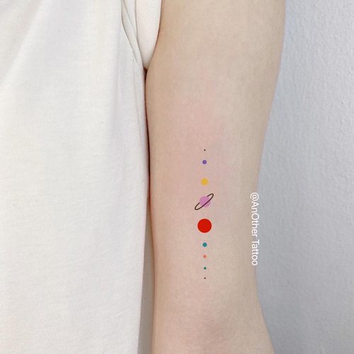 AnOther Tattoo彩色ins星球手臂女贴纸纹身贴买一送一高级防水