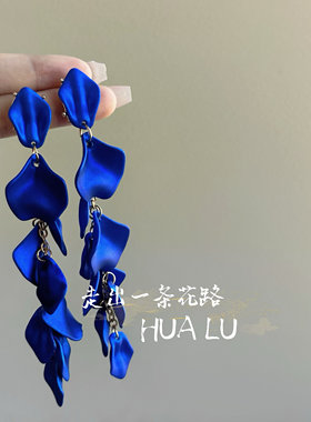 轻奢酒红色时髦气质度假风耳饰