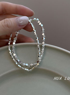 小众设计感不规则碎银手链