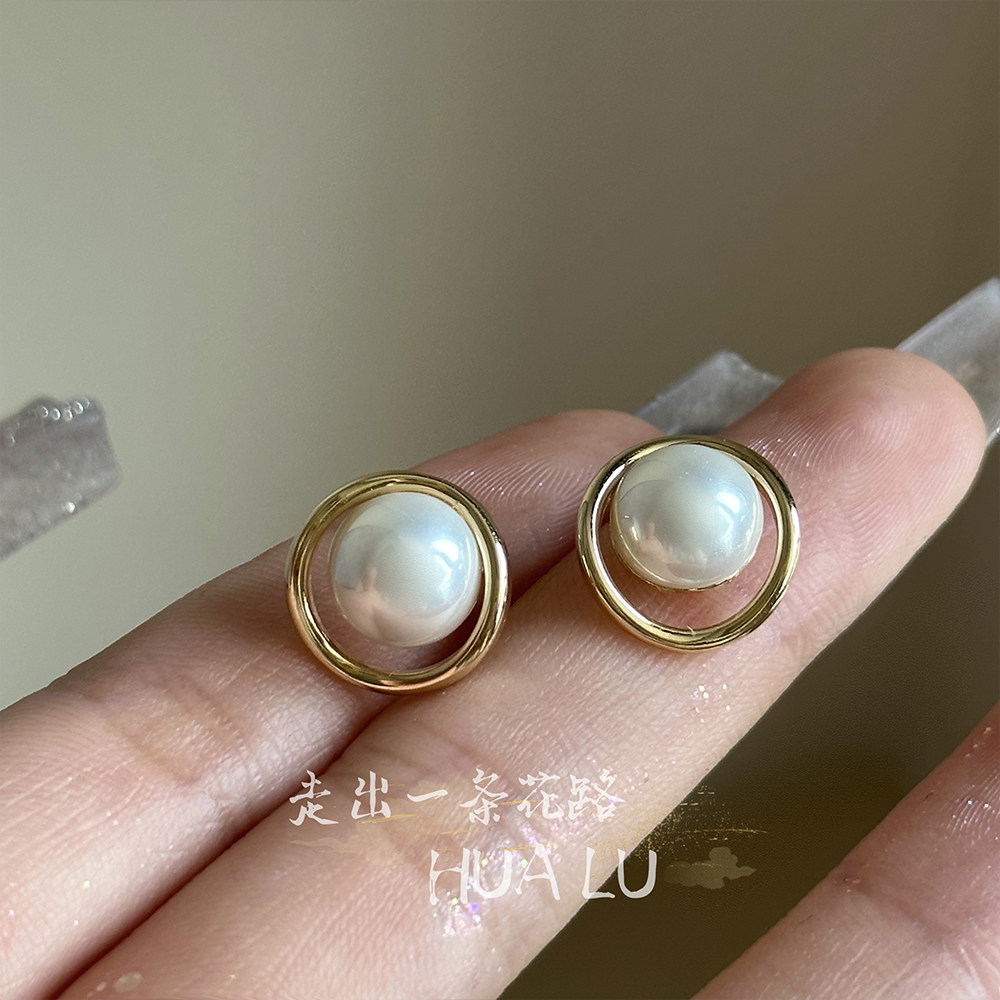 HUALU-珍珠佳人~小香风优雅珍珠耳钉法式高级时尚耳环蚊香盘耳夹,饰品/流行首饰/时尚饰品新,耳钉,淘宝优惠券,粉丝福利购,淘宝优惠卷