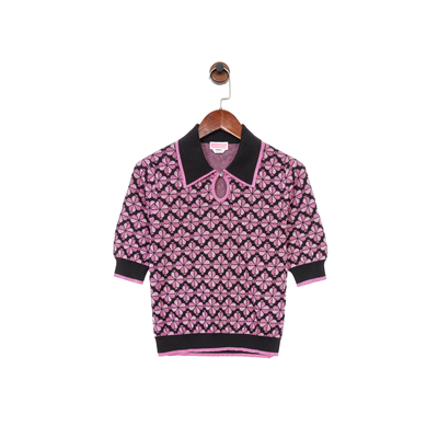 纽约轻奢KS复古四叶草短袖针织衫