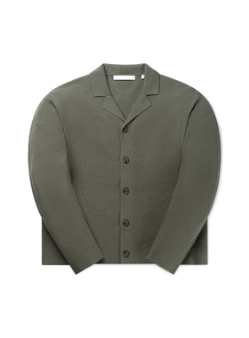 荷兰轻奢街头DP 中性 复古字母logo提花翻领针织开衫 外套