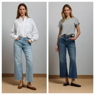 美系AE 复古高端线 Bootcut Crop微喇破洞高腰九分牛仔裤