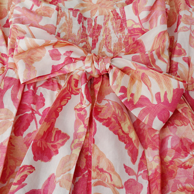 澳大利亚轻奢RV印花绑带抹胸裙