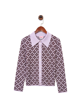 纽约轻奢KS 女款 复古四叶草提花翻领针织开衫 薄款