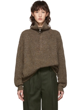 法系IM 马海毛 Mclean半高拉链罗纹粗针针织衫毛衣oversize