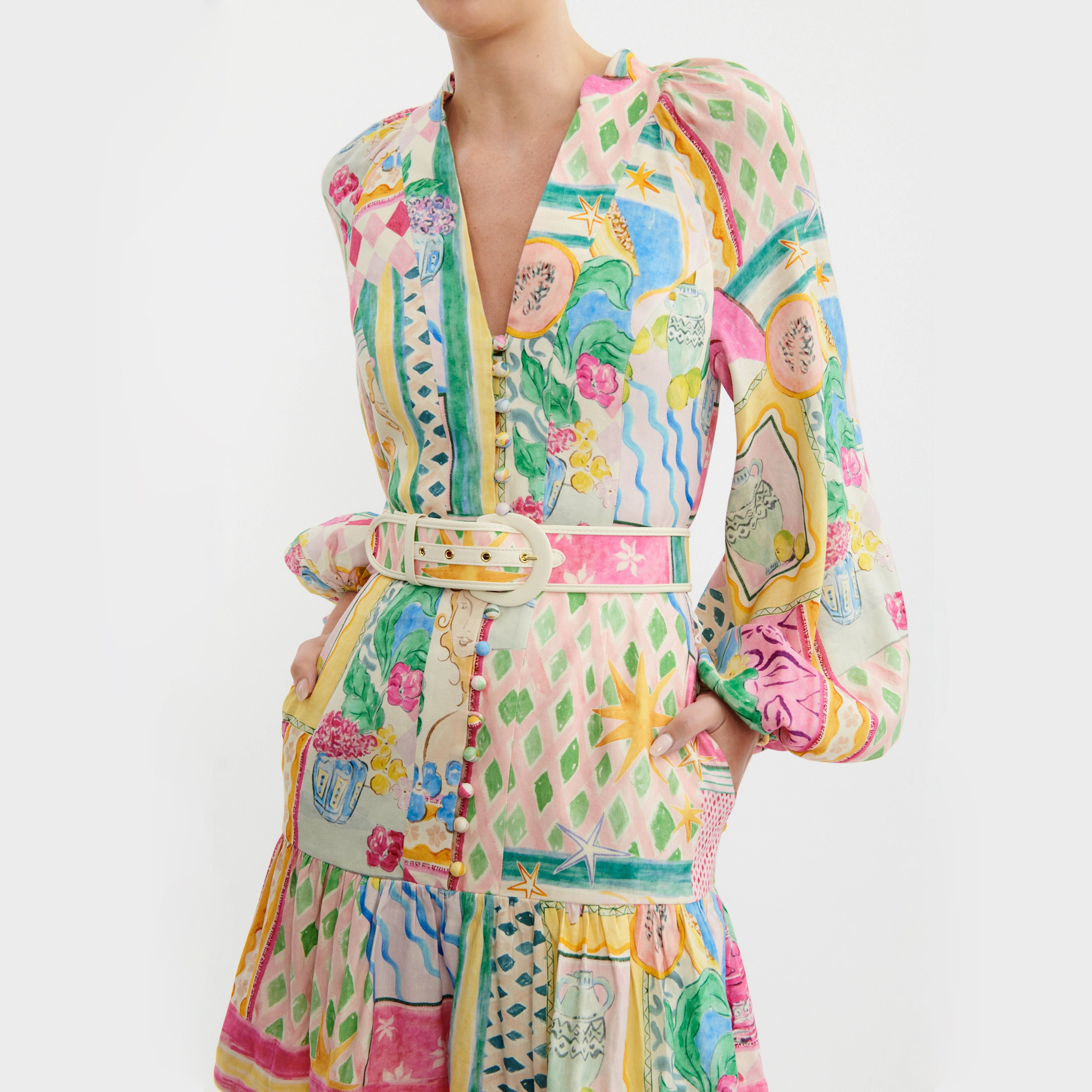 澳大利亚轻奢RV玫瑰印花连衣裙