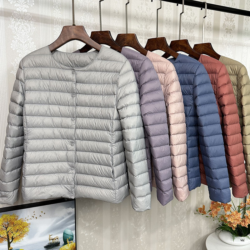 时尚轻薄保暖羽绒服女短款白鸭绒小个子韩版宽松内胆两穿轻便外套