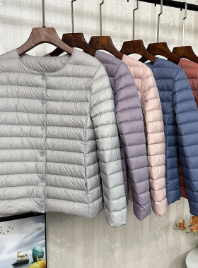 时尚轻薄保暖羽绒服女短款白鸭绒小个子韩版宽松内胆两穿轻便外套