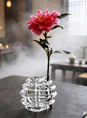 玻璃球剑山插花器日式透明玻璃