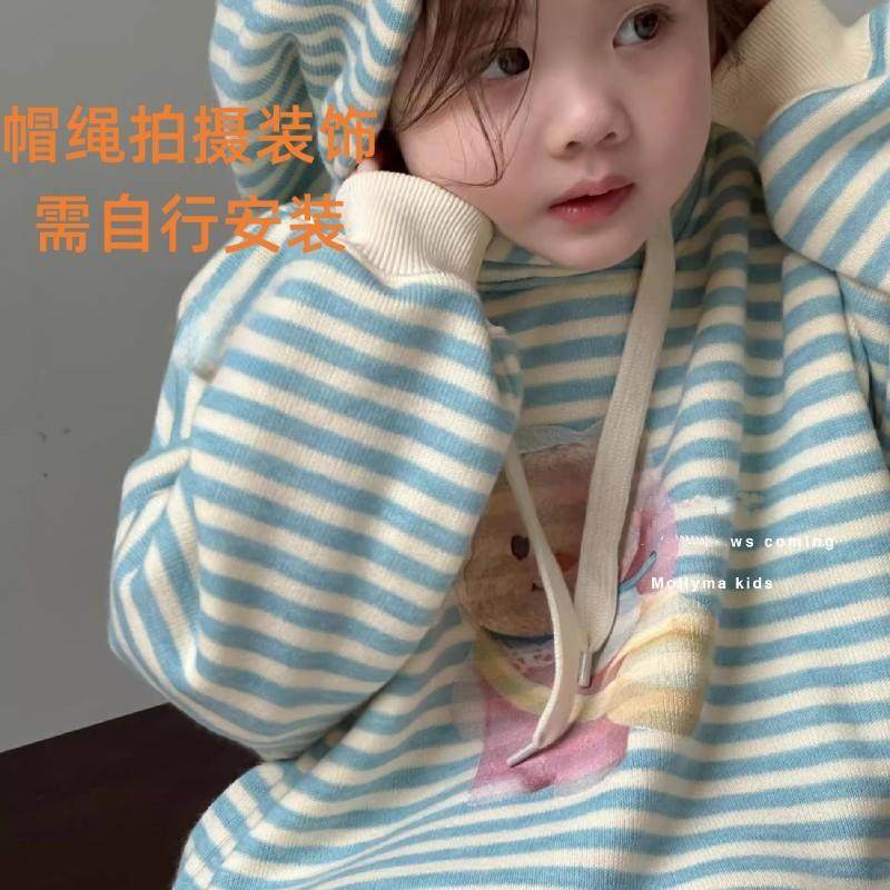 女童韩版条纹连帽卫衣