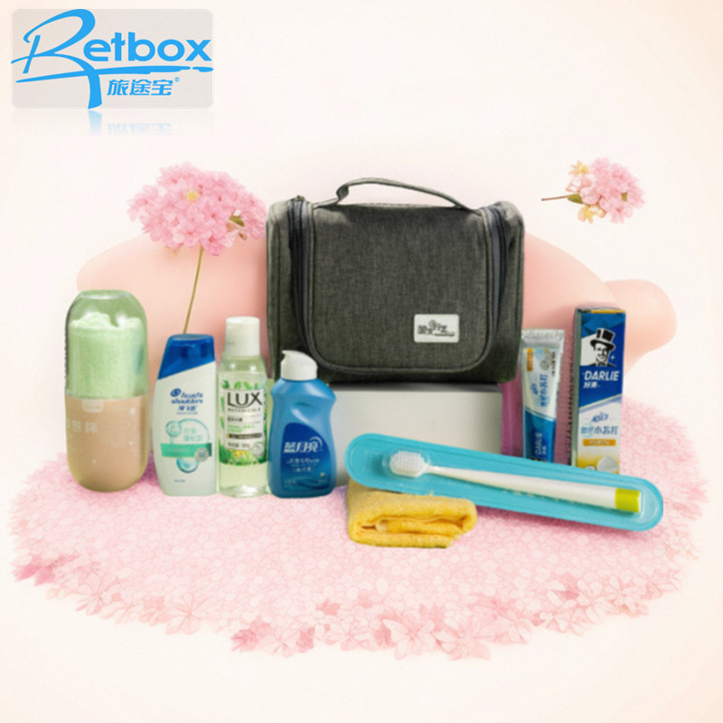 出差旅行洗漱套装定制logo牙刷牙膏洗发水毛巾悬挂收纳包酒店礼品