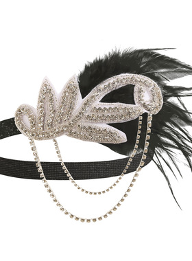 1920s化妆舞会头饰女Flapper girl羽毛头带盖茨比派对配饰