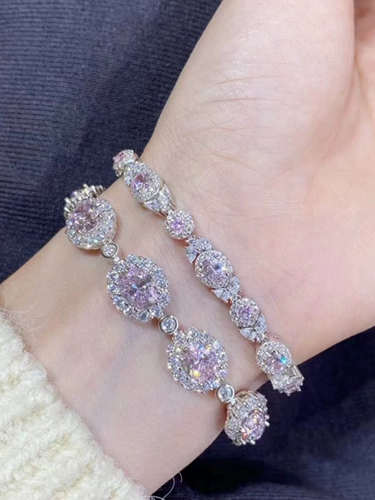 Платиновый браслет, платина 950 пробы, инкрустировано бриллиантами, 2 карат, легкий роскошный стиль