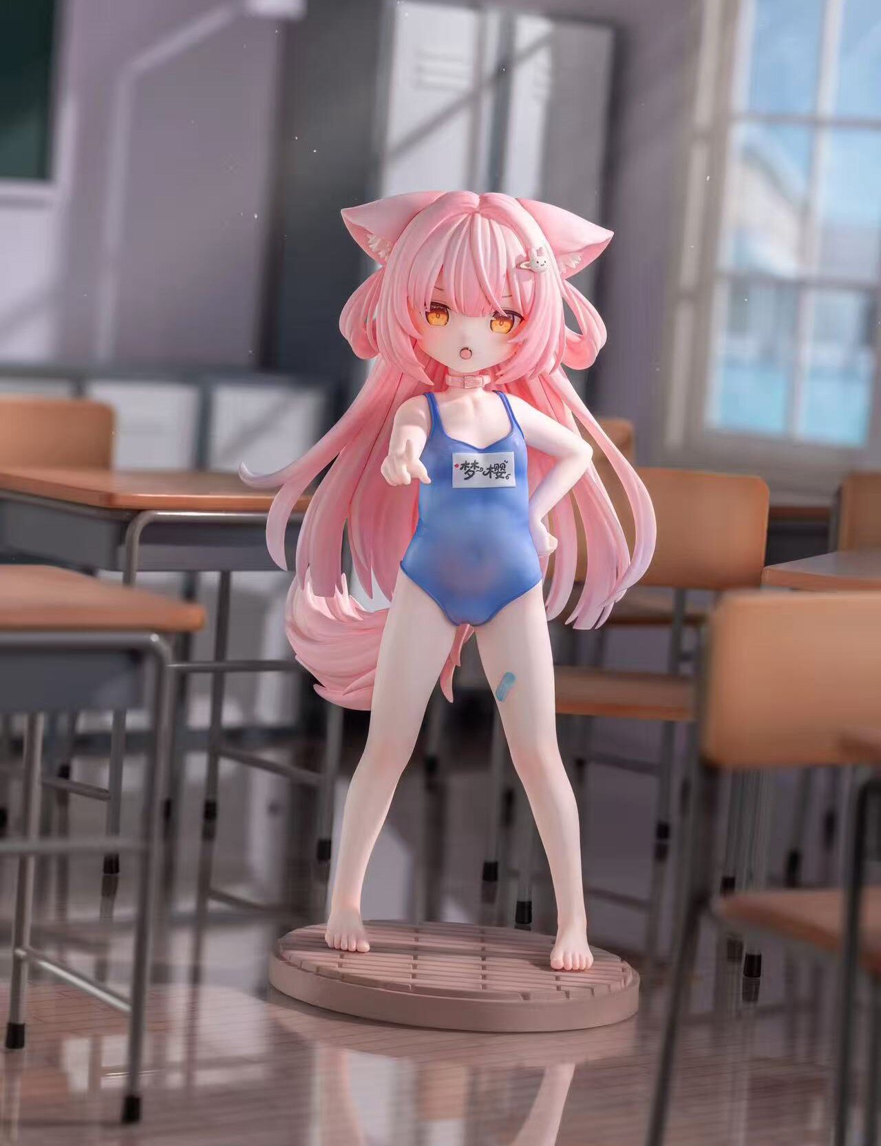 新品猫耳粉色泳装美少女手办GK二次元动漫可爱模型摆件礼物