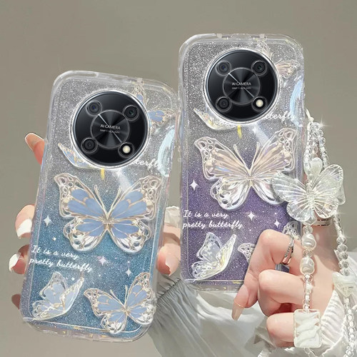 华为NZONE 50Pro手机壳智选NZONE50Pro透明软套中国移动NZONE S7全包pro防摔S7pro+潮奢华高档5G蝴蝶手链闪粉