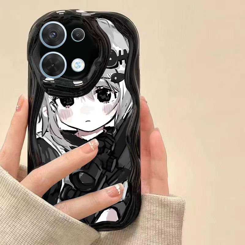 防摔硅胶奶油波浪猫耳女孩
