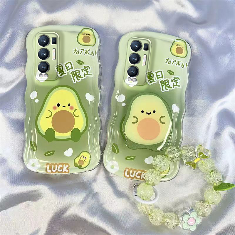 OPPO Reno5/5pro/5pro+手机壳全包波浪边 Reno5/5pro/5pro+女透明软硅胶磨砂防摔外壳套牛油果