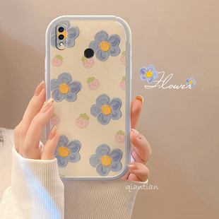 华为畅享9Plus手机壳创意可爱全包闺蜜防摔蓝花畅享9清新JKM AL00