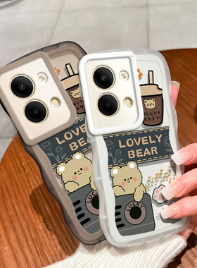 oppo reno8手机壳手机壳reno9/7/6/5/4/3/pro+/2/z/ace透明包保护套本命新年春节兔年红色大波浪小熊